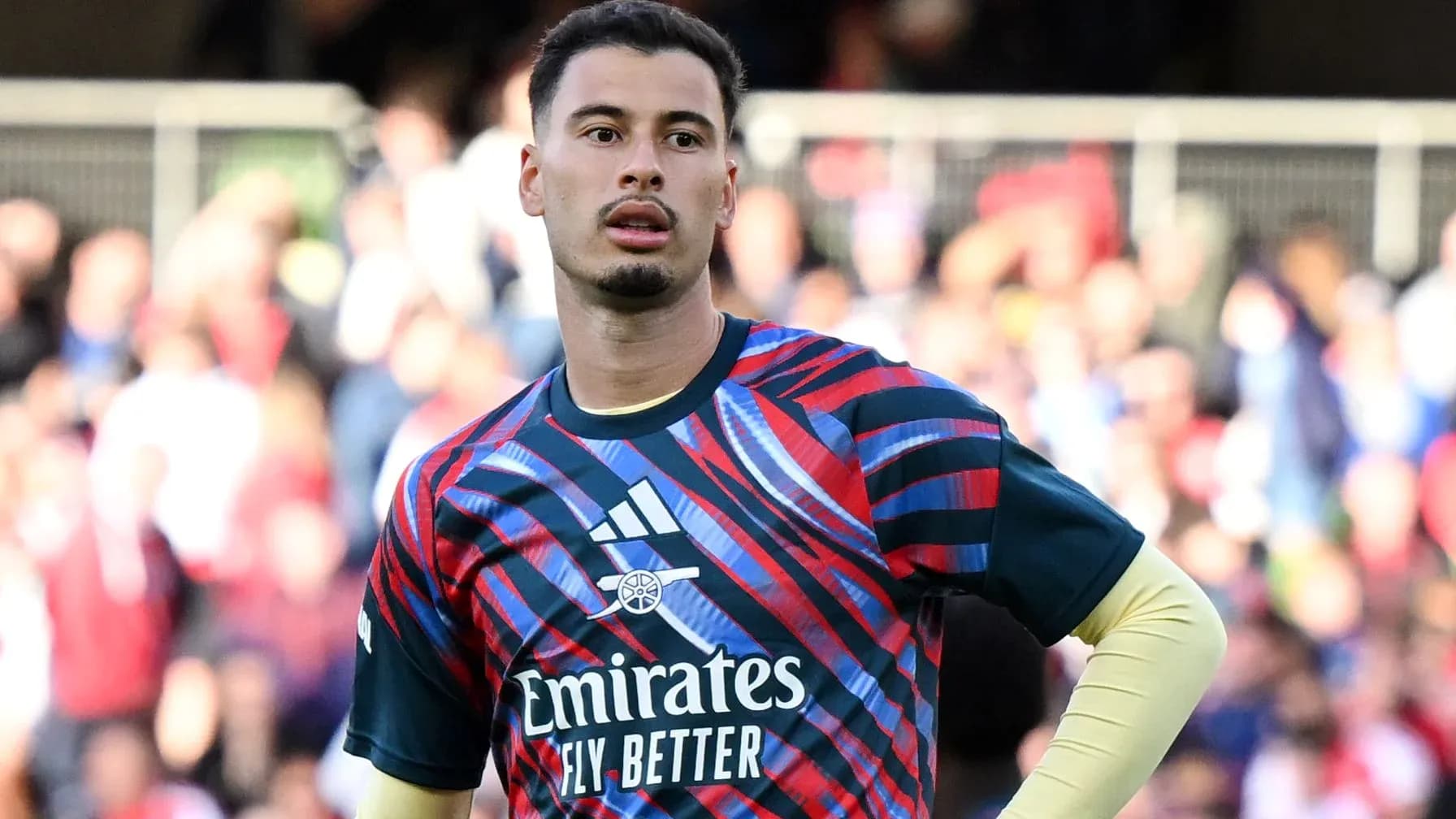 Goalkeeper wearing training kit during warm-up Goalkeeper wearing training kit during warm-up