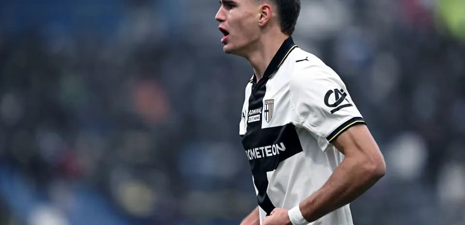 Parma player celebrating during Serie A match Parma player celebrating during Serie A match