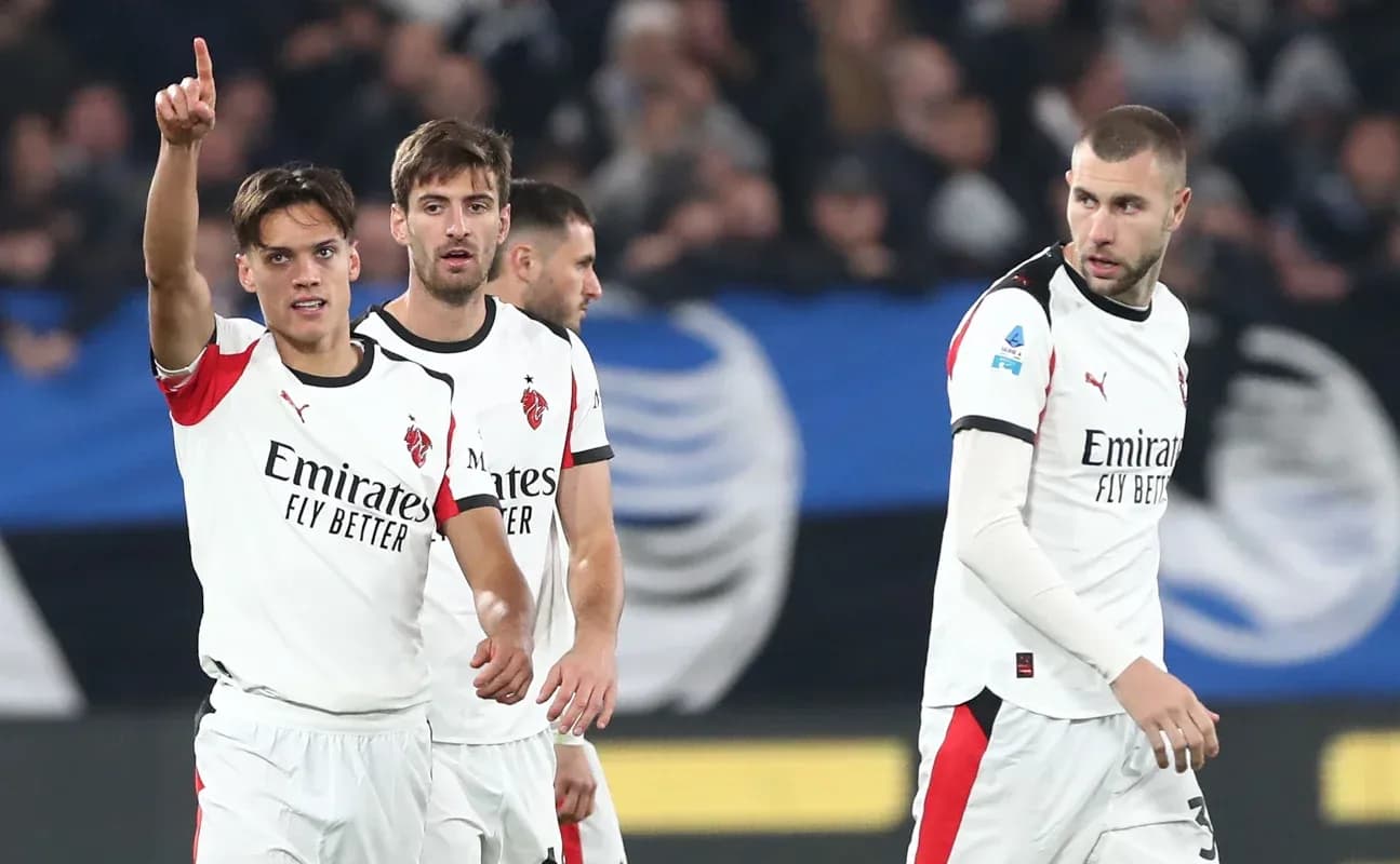 AC Milan players celebrating during Serie A match AC Milan players celebrating during Serie A match