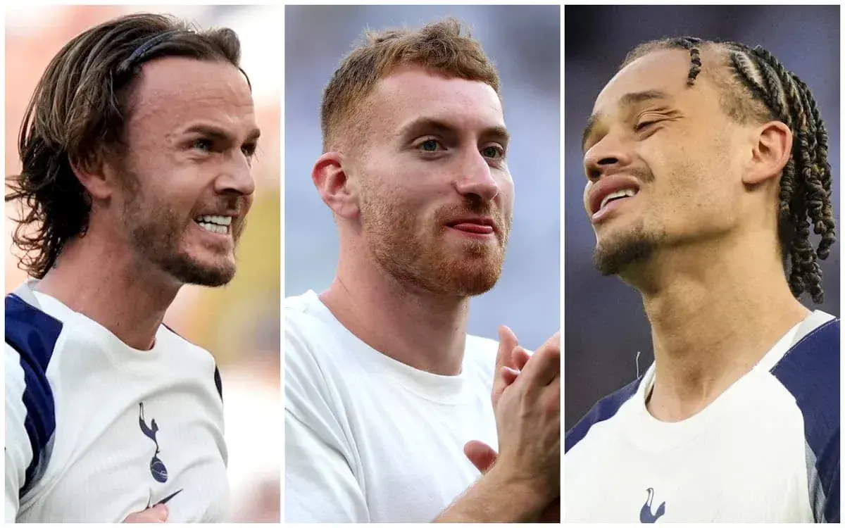 Three Tottenham players during a training session Three Tottenham players during a training session