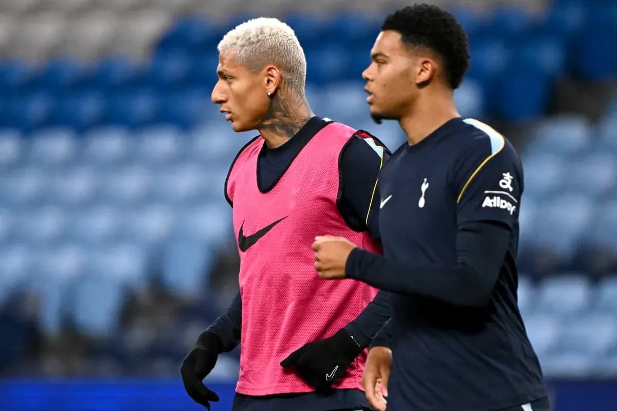 Two Tottenham players warming up before match Two Tottenham players warming up before match