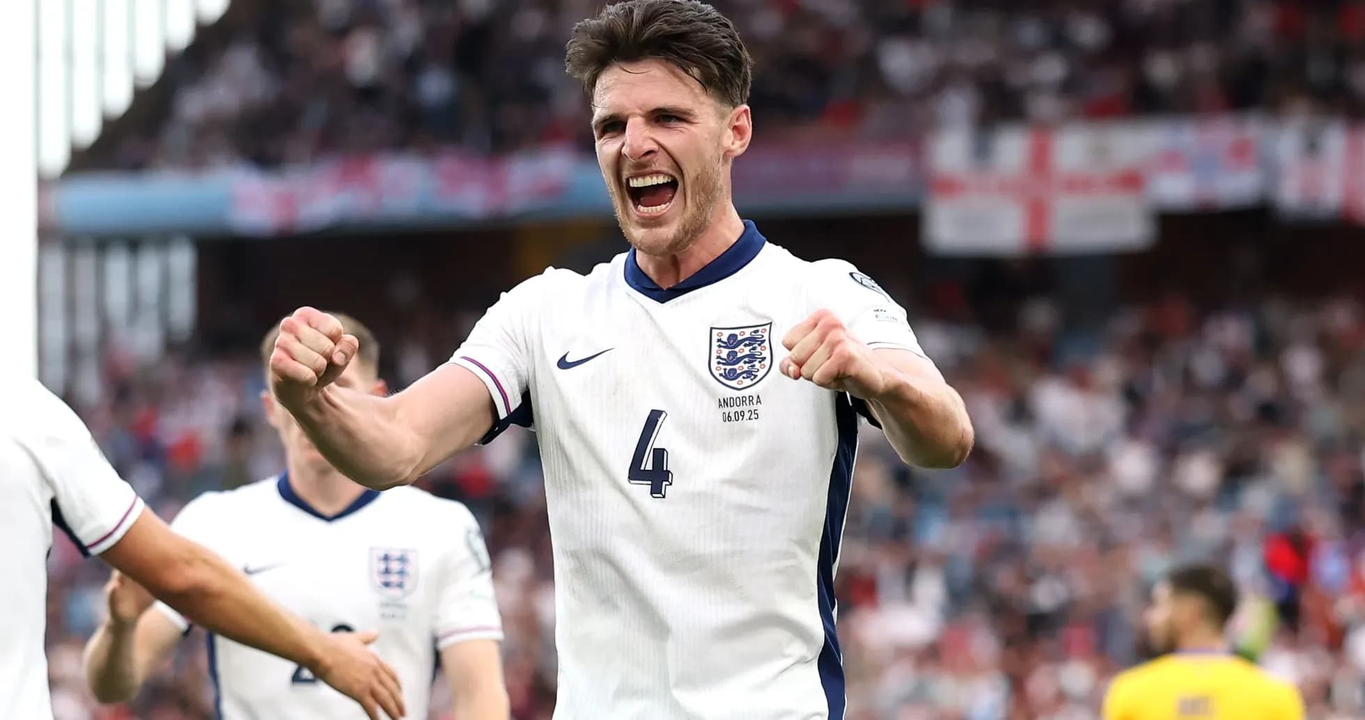 Player celebrating after scoring during England match Player celebrating after scoring during England match